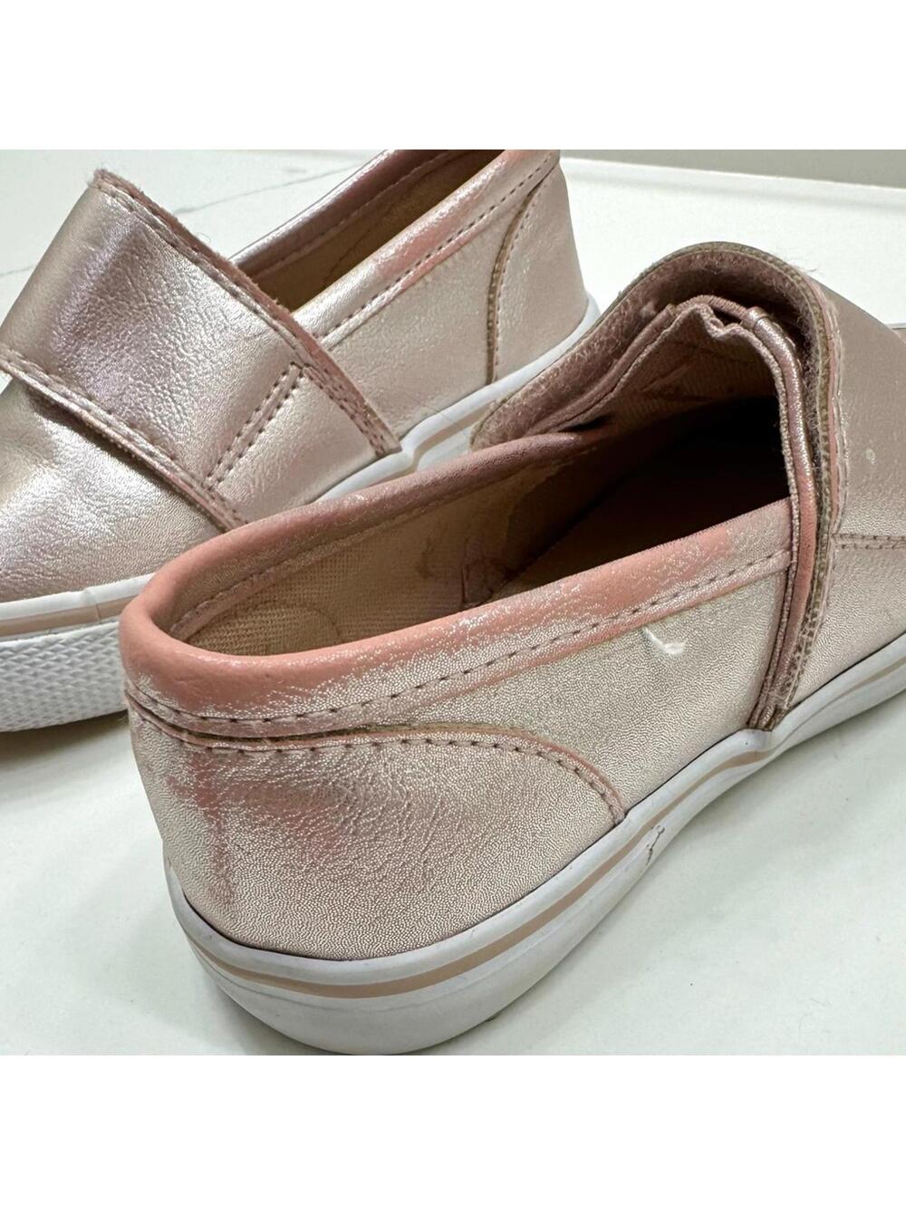 Cat & Jack Metallic Champagne Pink Velcro Slip-on Girls Shoes- Size 6 - Picture 4 of 6